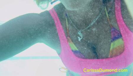 Bikini and pink sheer top in hot tub