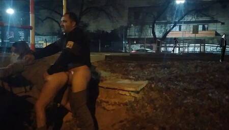 Girl Flashing Naked in the Street Fucking in Outdoor and Caught by the Police