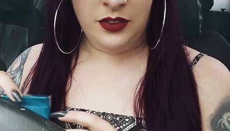 Rainy Day Smoking in the Car & Flashing My C-Cup Tits