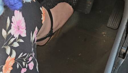 Driving in sexy wedges