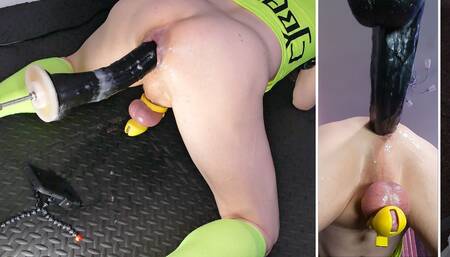 Ass Fucked in Chastity by My Big Boys Toys on the Machine
