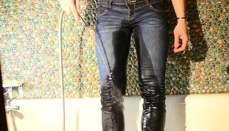 Wetting Myself in Jeans in Bathroom...