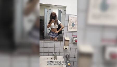 College Journey Pt1 Exhibitionist Gina Wearing Cute Lewd Uniform at College
