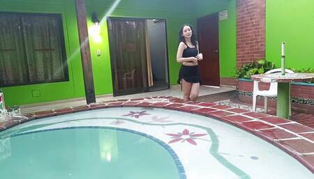 My Latina Stepsister Enters My Room with a Swimming Pool so We Can Have Sex