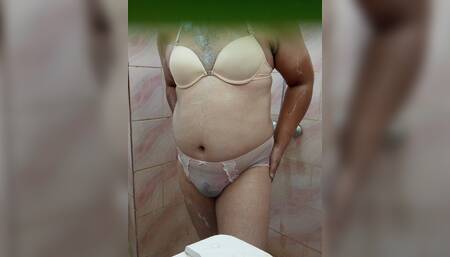 Friday morning shower in sexy lingerie