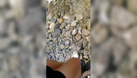 Swimming in Mountain River in Clothes - Sneakers, Shorts and T-shirt