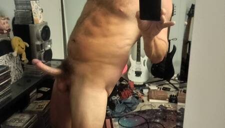 Shirtless Guy Strokes His Seven Inch Cock