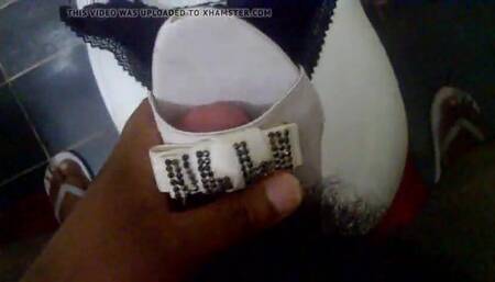 Covering a White High Heel Shoe in Cum