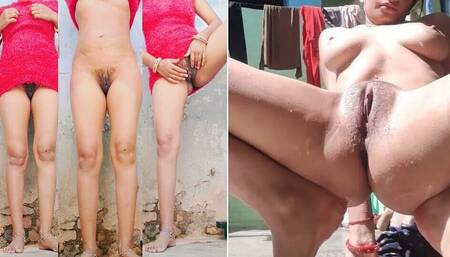 Horny Indian Alone Bath with Fucks Self Tight Little Milky Pussy, Sex Lover Masturbates Her Tight Pussy and Squirts Her Creamy