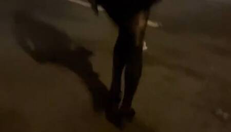Shemale Walking on the Street