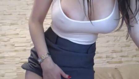 Angie fondling herself stroking her pussy