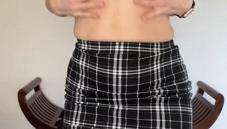 Office wear to Swimsuit, strip to my lingeire, stockings, naked then slide on my swimsuit