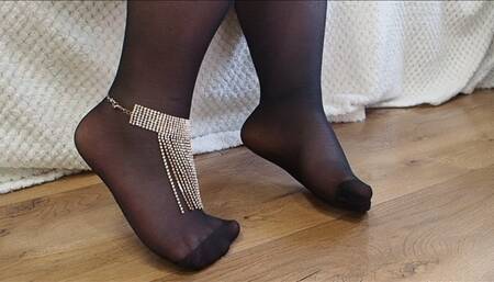 #10 Worship loser BBW feet in black stockings (no talk)