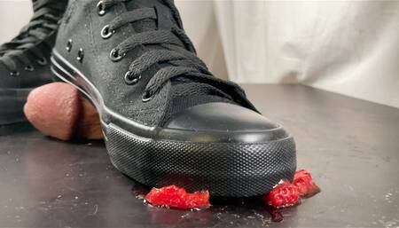 A Shoejob dream comes true - Foodcrush and Cbt on cock with kneehigh Converse Chucks sneakers and fishnets - multi - HD