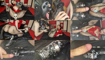 boots worship with bootjob and cum on heels