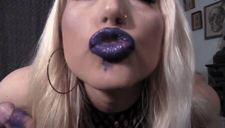 Glossy Blue Lipstick & Black Latex Gloves GFE POV Blowjob Handjob - HD 1080p mp4