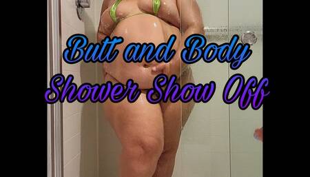 Fat Girl Shows Off Big Butt in the Shower