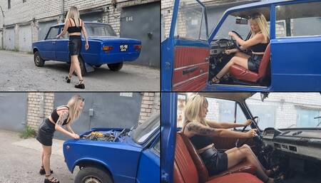 Anastasia pumping old VAZ with platform sandals
