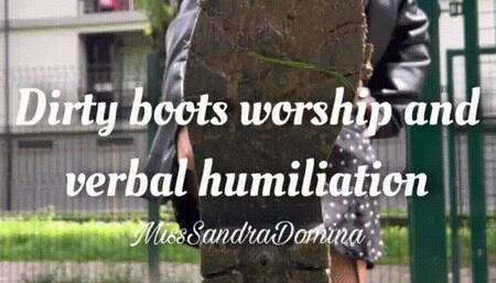 Dirty boots worship and verbal humiliation