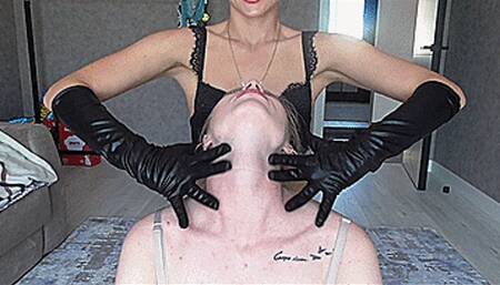 Black gloves massage your neck! MP4