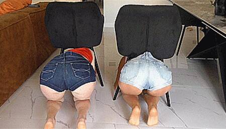 Big asses stuck in a chair! MP4
