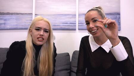 REA And MINJE - Small Talk - Femdom POV And Small Penis Humiliation