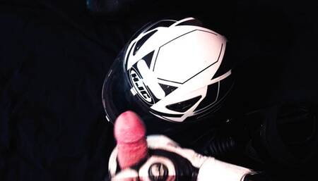 Biker masturbate and cum on his helmet