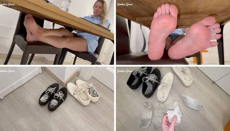 You suck my feet and smell my stinky socks and sneakers - Goddess Grazi (MP4-HD 1080)