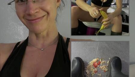 Crushing in rubber boots and wetlook