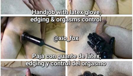 Handjob with latex gloves and edging