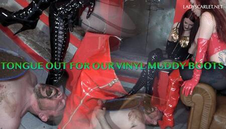 LADY SCARLET - TONGUE OUT FOR OUR VINYL MUDDY BOOTS hd (real mud)