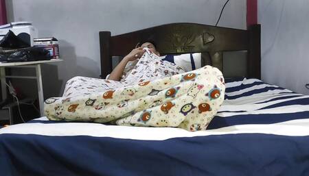 My stepmother gets into my bed and starts masturbating me, then she starts sucking the way she likes to get my milk