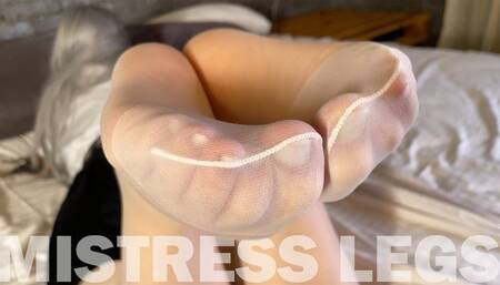 Goddess In Cute White Pantyhose Foot Teasing Closeup (MP4 4K)