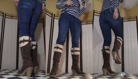 Sexy cruel knee-high boots vs penis - Cam 1