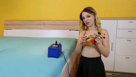 slowly pumppopping six enormously filled balloons