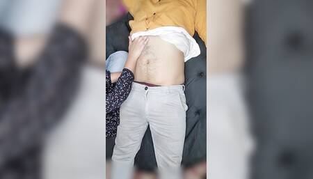 Indian Girl Rubbing Boyfriend's Belly 2