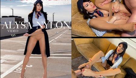 flight attendant gets fucked through her pantyhose