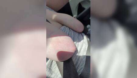 Saggy Tit Wife Driving the Car