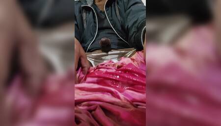 Dick Head Rub with Pink Shaded Satin Silky Salwar of Neighbour Bhabhi (31)