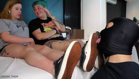 Licking Heather's And Luna's Sneakers