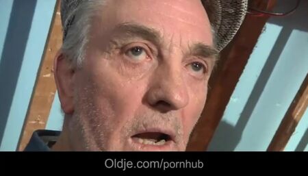 Lucky old bastards pumps a skinny slutty teen