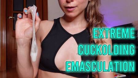 Cuck emasculation edging: worship my bull's cum-filled condom