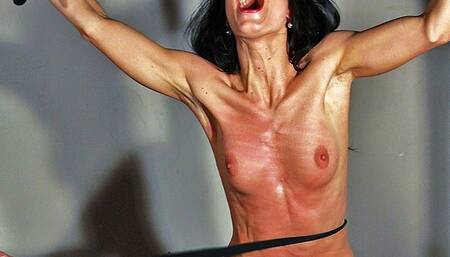 Cheating feminist punished by spanking her tits