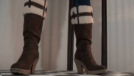 Sexy cruel knee-high boots vs penis - Cam 2