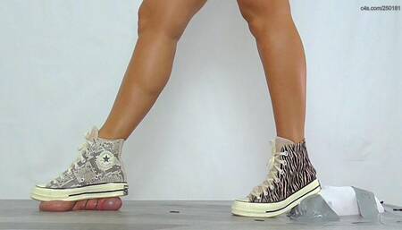 Flattened Under Ambers Snakeskin Converse - Sole Cam - Extreme Cock and Balls Trample - CB41