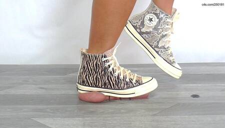 Flattened Under Ambers Snakeskin Converse - Feet Cam - Extreme Cock and Balls Trample - CB41-2