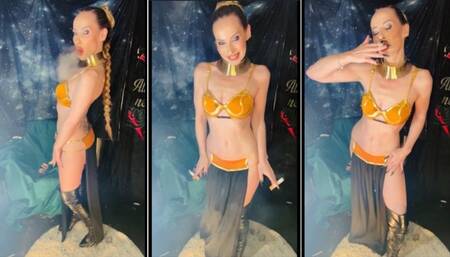 Chain smoker slave princes Leia is caught by u and chain smokes 2 and 4 at once all the time for your pleasure