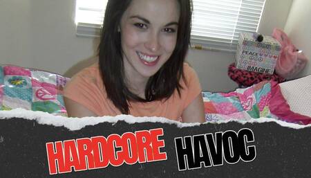 Cute petite and pale skinny teen masturbating In Long Socks on a bed