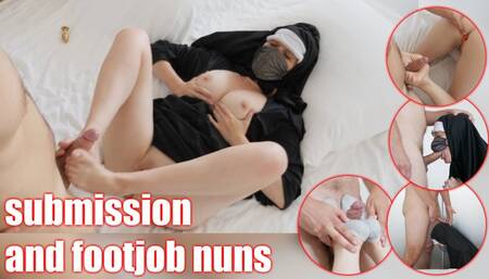Nun's submission, she sucked and shared a footjob