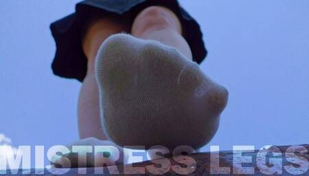 Beautiful Goddess put on white socks and make them dirty outdoor (MP4 HD)